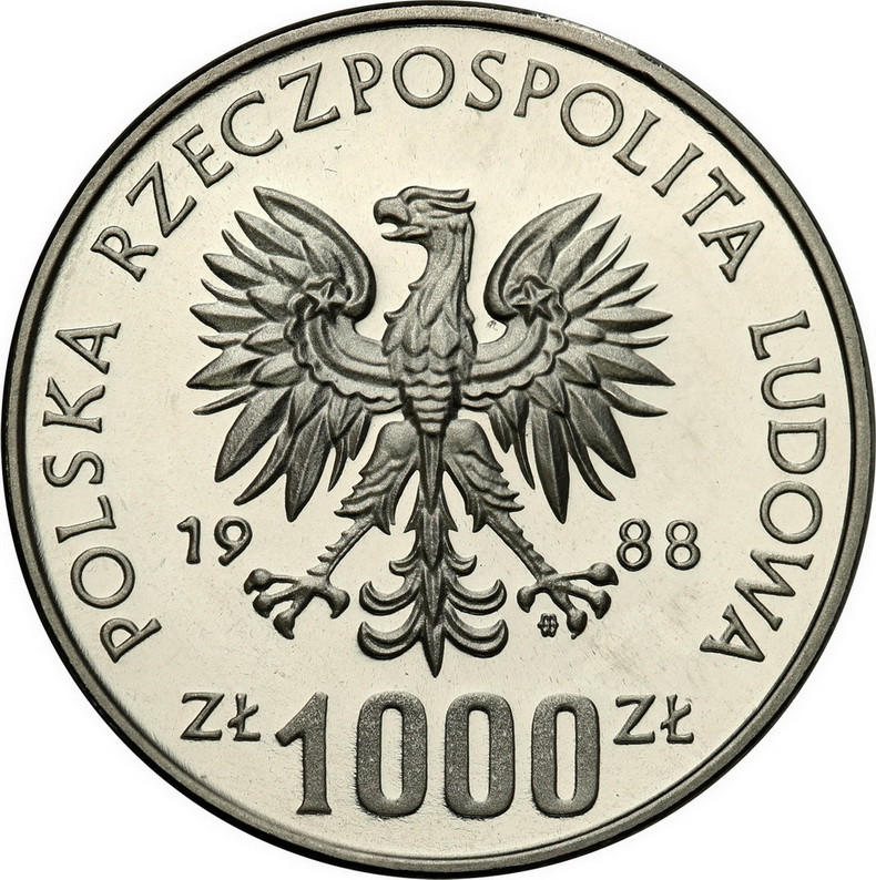 PRL. PRÓBA Nikiel 1000 złotych 1988 Jadwiga